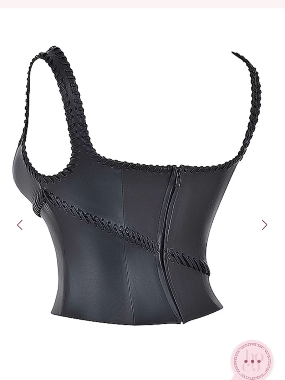 House of CB Black Vegan Leather Corset Top - Size L with Plus Cup - Picture 10 of 11